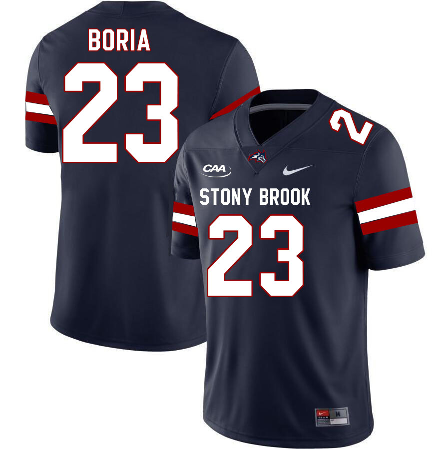 Stony Brook Seawolves #23 Brandon Boria College Football Jerseys Stitched Sale-Navy